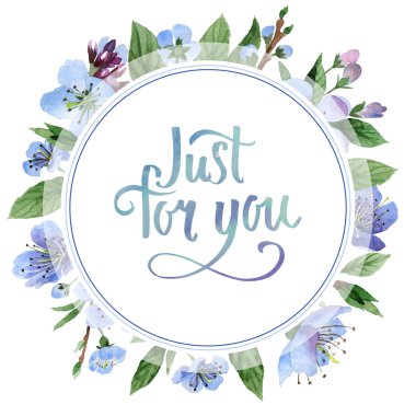 Kır çiçeği kiraz çiçek çerçeve izole bir suluboya tarzında.