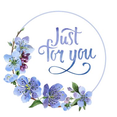 Kır çiçeği kiraz çiçek çerçeve izole bir suluboya tarzında.