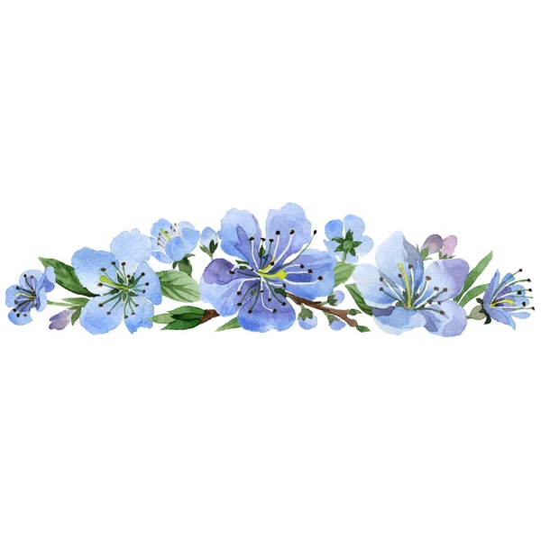 Wildflower cherry flower frame  in a watercolor style isolated. — Stock Photo, Image