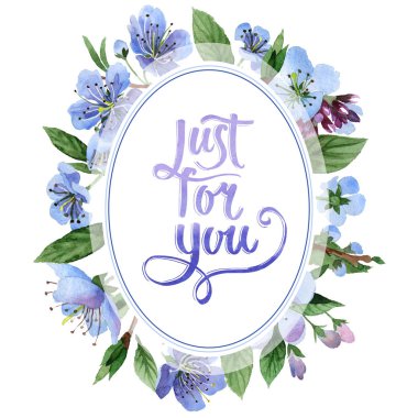 Kır çiçeği kiraz çiçek çerçeve izole bir suluboya tarzında.