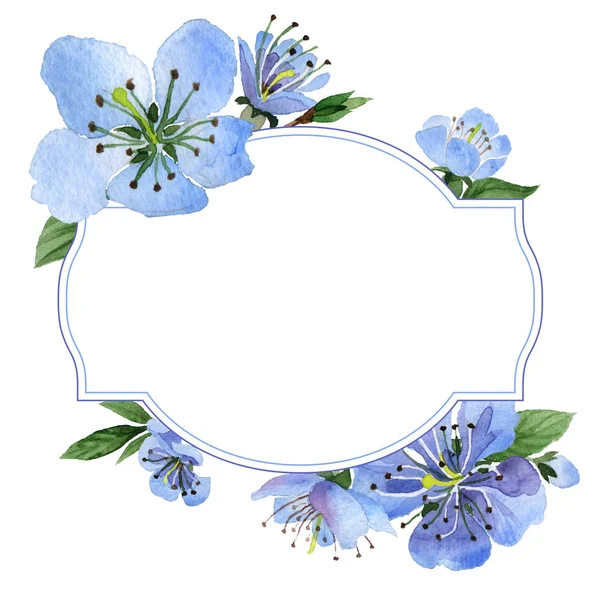 Wildflower cherry flower frame  in a watercolor style isolated. — Stock Photo, Image