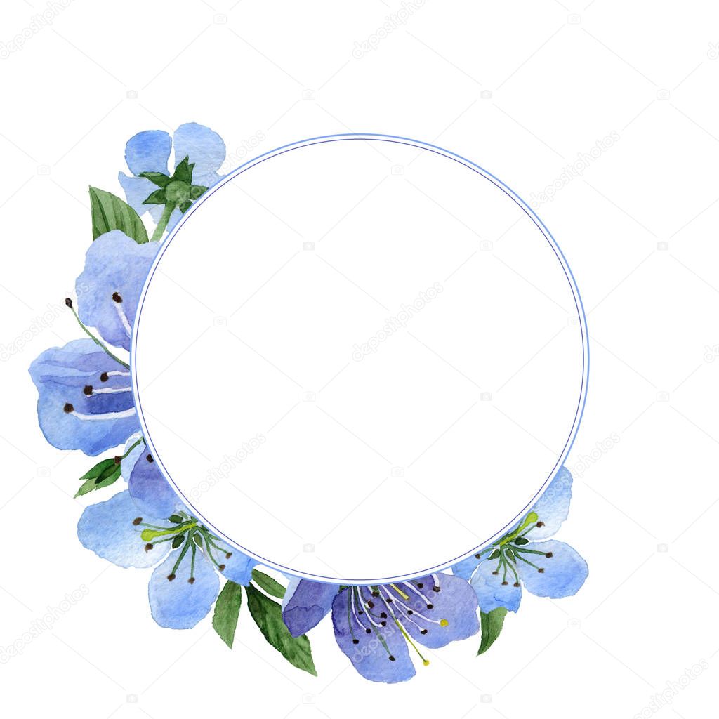 Wildflower cherry flower frame  in a watercolor style isolated.
