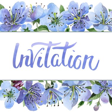 Kır çiçeği kiraz çiçek çerçeve izole bir suluboya tarzında.