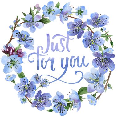 Kır çiçeği kiraz çiçek çerçeve izole bir suluboya tarzında.