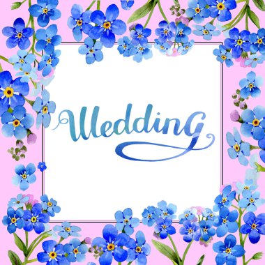 Kır çiçeği myosotis arvensis çiçek çerçeve izole bir suluboya tarzında.