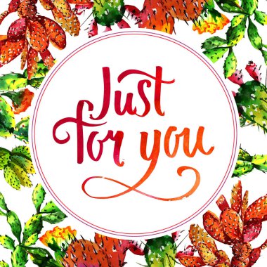 Tropikal kaktüs ağacında çerçeve izole bir suluboya tarzında.