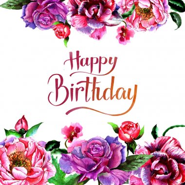 Kır çiçeği Şakayık çiçeği çerçeve izole bir suluboya tarzında.