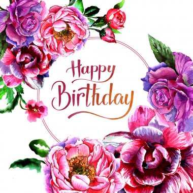 Kır çiçeği Şakayık çiçeği çerçeve izole bir suluboya tarzında.