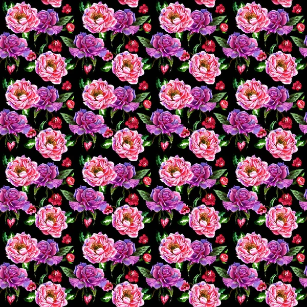Wildflower piwonia Kwiat wzór w stylu przypominającym akwarele na białym tle. — Zdjęcie stockowe