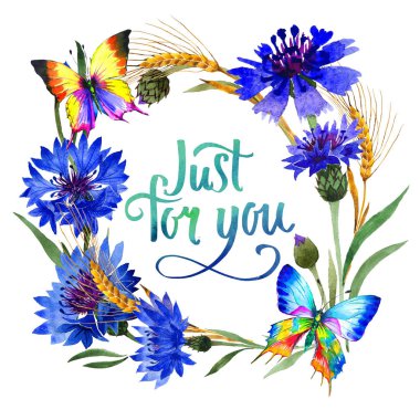 Kır çiçeği karanfil çiçek çerçeve izole bir suluboya tarzında.