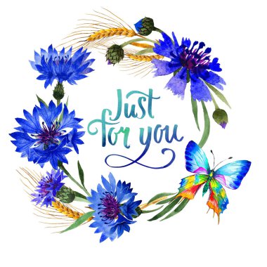 Kır çiçeği karanfil çiçek çerçeve izole bir suluboya tarzında.