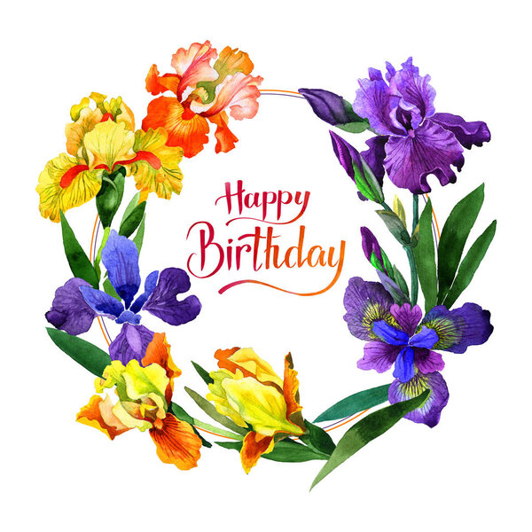 Цветочная рамка радужной оболочки в акварельном стиле изолирована
.