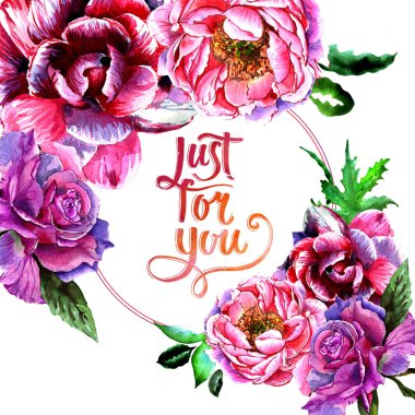 Kır çiçeği Şakayık çiçeği çerçeve izole bir suluboya tarzında.