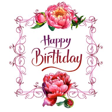 Kır çiçeği Şakayık çiçeği çerçeve izole bir suluboya tarzında.