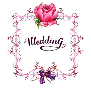 Kır çiçeği Şakayık çiçeği çerçeve izole bir suluboya tarzında.