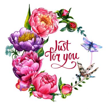 Kır çiçeği Şakayık çiçeği çerçeve izole bir suluboya tarzında.