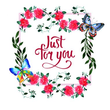 Kır çiçeği Şakayık çiçeği çerçeve izole bir suluboya tarzında.