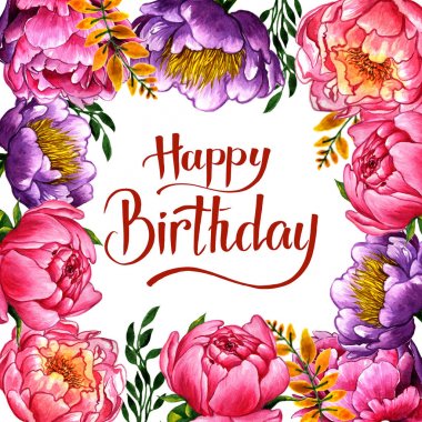 Kır çiçeği Şakayık çiçeği çerçeve izole bir suluboya tarzında.