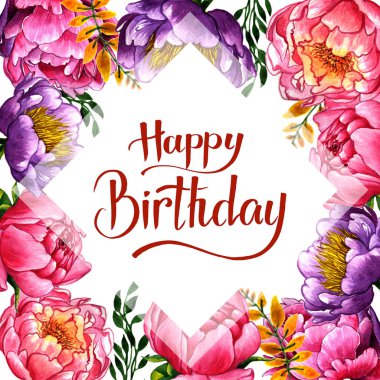 Kır çiçeği Şakayık çiçeği çerçeve izole bir suluboya tarzında.