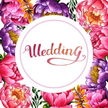 Kır çiçeği Şakayık çiçeği çerçeve izole bir suluboya tarzında.