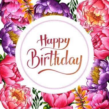 Kır çiçeği Şakayık çiçeği çerçeve izole bir suluboya tarzında.