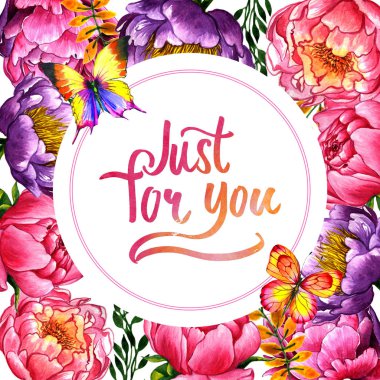 Kır çiçeği Şakayık çiçeği çerçeve izole bir suluboya tarzında.