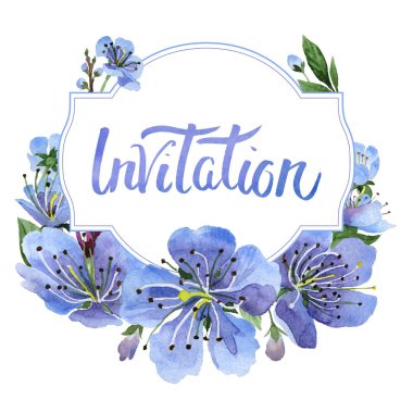 Kır çiçeği kiraz çiçek çerçeve izole bir suluboya tarzında.