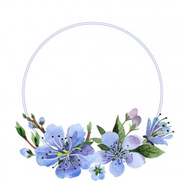 Kır çiçeği kiraz çiçek çerçeve izole bir suluboya tarzında.