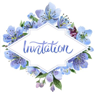 Kır çiçeği kiraz çiçek çerçeve izole bir suluboya tarzında.