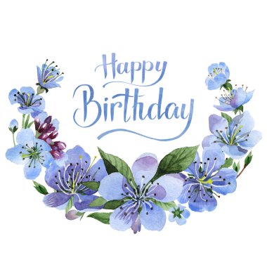 Kır çiçeği kiraz çiçek çerçeve izole bir suluboya tarzında.