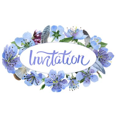 Kır çiçeği kiraz çiçek çerçeve izole bir suluboya tarzında.