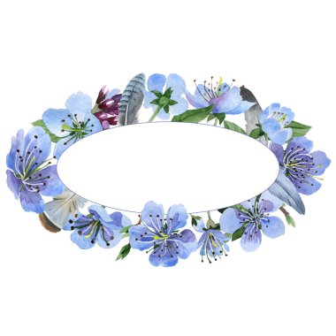 Kır çiçeği kiraz çiçek çerçeve izole bir suluboya tarzında.