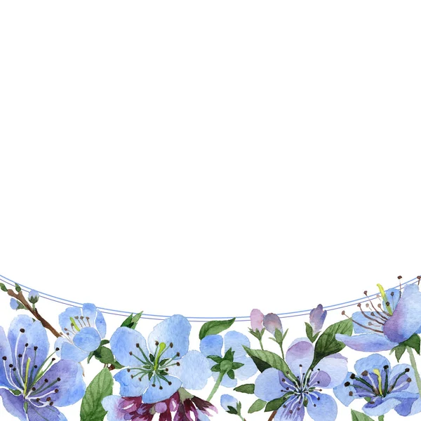 Wildflower cherry bloem frame in een aquarel stijl geïsoleerd. — Stockfoto