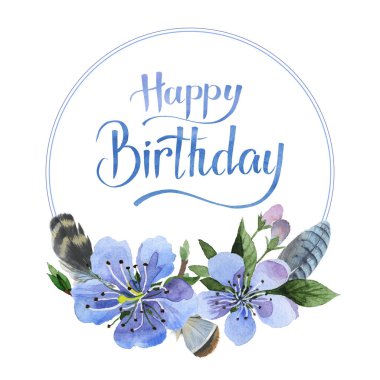 Kır çiçeği kiraz çiçek çerçeve izole bir suluboya tarzında.