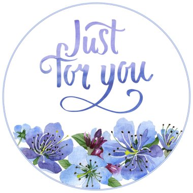 Kır çiçeği kiraz çiçek çerçeve izole bir suluboya tarzında.