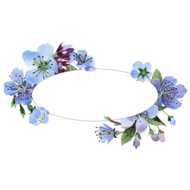 Kır çiçeği kiraz çiçek çerçeve izole bir suluboya tarzında.