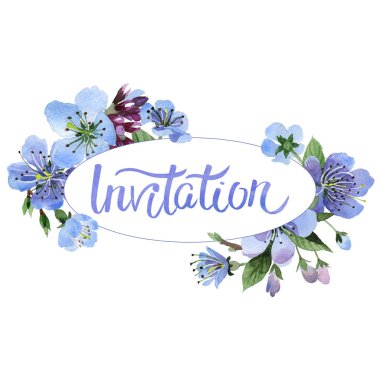 Kır çiçeği kiraz çiçek çerçeve izole bir suluboya tarzında.