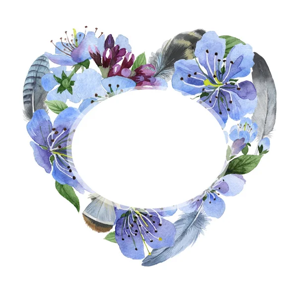 Wildflower cherry flower frame in a watercolor style isolated. — Stock Photo, Image