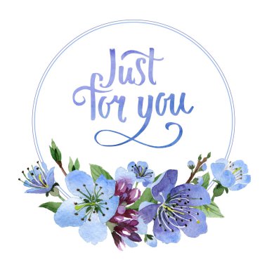 Kır çiçeği kiraz çiçek çerçeve izole bir suluboya tarzında.