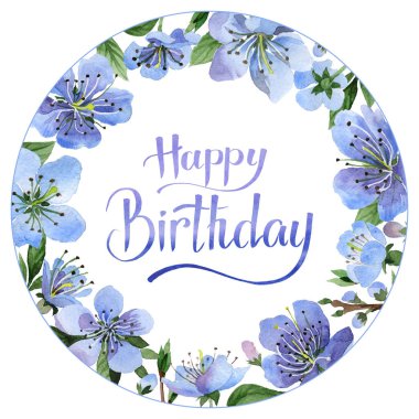 Kır çiçeği kiraz çiçek çerçeve izole bir suluboya tarzında.