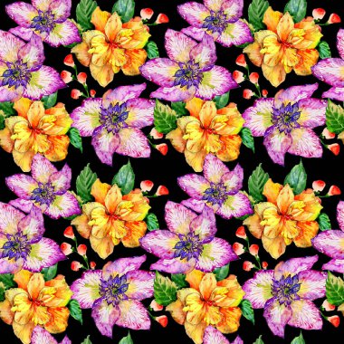 Kır çiçeği hibiscus çiçek deseni izole bir suluboya tarzında.