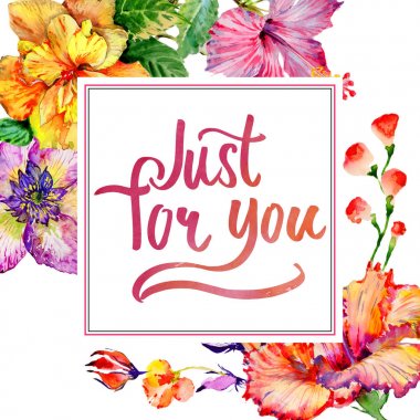 Kır çiçeği hibiscus çiçek çerçeve izole bir suluboya tarzında.