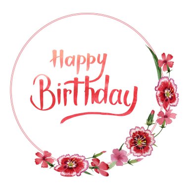 Kır çiçeği karanfil çiçek çerçeve izole bir suluboya tarzında.