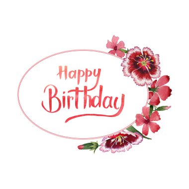 Kır çiçeği karanfil çiçek çerçeve izole bir suluboya tarzında.