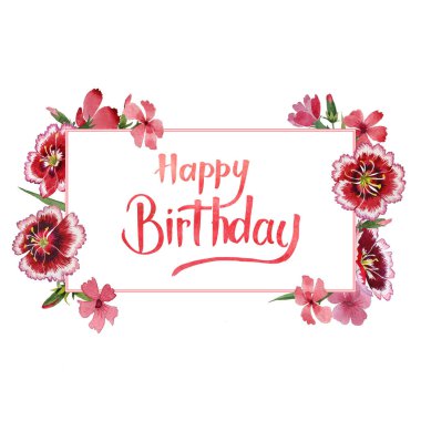 Kır çiçeği karanfil çiçek çerçeve izole bir suluboya tarzında.