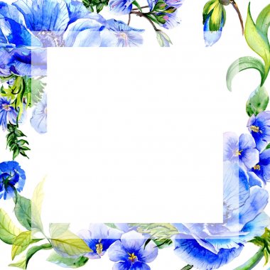 Kır çiçeği anemon çiçeği çiçek çerçeve izole bir suluboya tarzında.