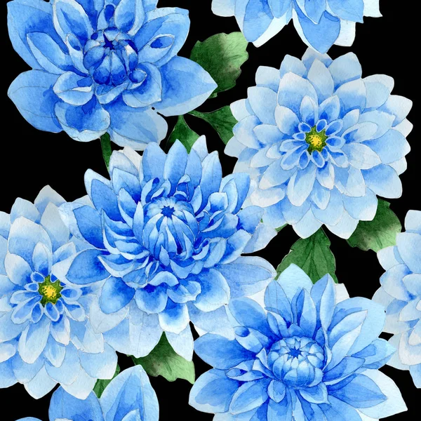Flor silvestre azul dahila patrón de flores en un estilo de acuarela aislado . —  Fotos de Stock