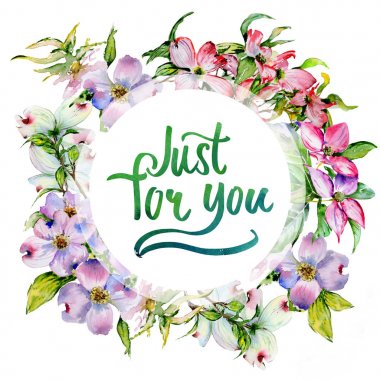 Kır çiçeği kızılcık çiçek çerçeve izole bir suluboya tarzında.