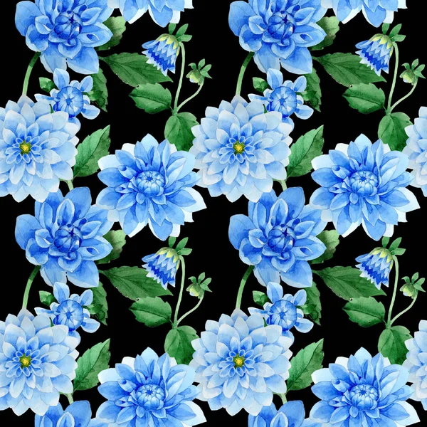 Flor silvestre azul dahila patrón de flores en un estilo de acuarela aislado . — Foto de Stock