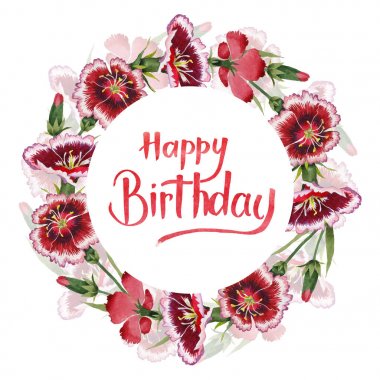 Kır çiçeği karanfil çiçek çerçeve izole bir suluboya tarzında.